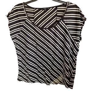 ELANA SOLANO black geometric stripe dolman short sleeve scoop top NWOT Sz 2X XXL